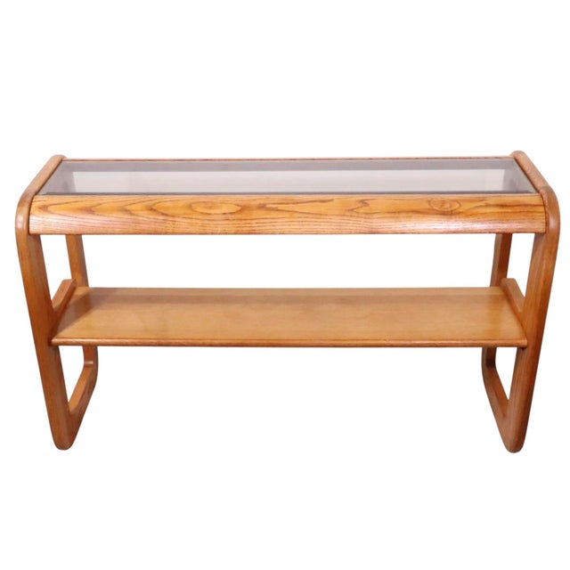 Mid 20th Century Mod Lou Hodges Oak and Glass Console Table For Sale - Image 12 of 18