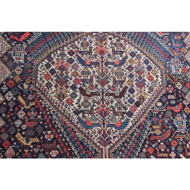 Tribal Antique Tribal Persian Rug With Tree of Life & Animal Motifs – Late 19th Century -4' 7'' X 6' 6'' For Sale - Image 3 of 12