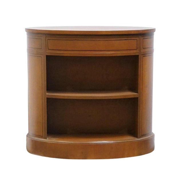 Baker Furniture Solid Mahogany Traditional Style 26" Oval Accent Bookcase End Table W. Tooled Leather Top For Sale - Image 11 of 12