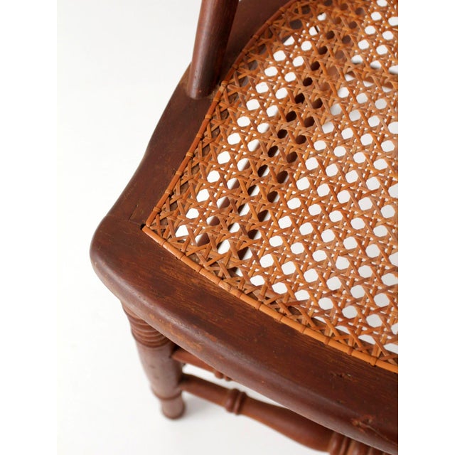 Early 20th Century Antique Windsor Bow Back Chair With Cane Seat For Sale - Image 5 of 17