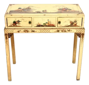 Antique Chinoiserie Lacquered Console Table, 1920s