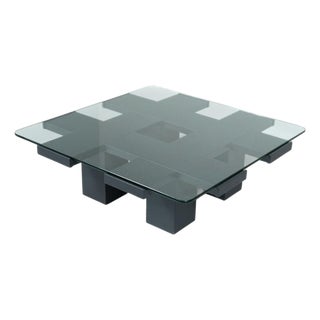 Square Coffee Table in Wood and Glass, Italy, 1960s For Sale