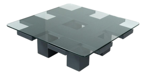 Square Coffee Table in Wood and Glass, Italy, 1960s