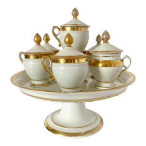 French Vintage Set of Porcelain Cream Pots- 13 Pieces