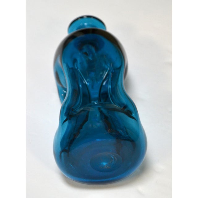 1960s Jacob E. Bang Blue Art Glass Kluk Kluk Decanter for Holmegaard For Sale - Image 10 of 12