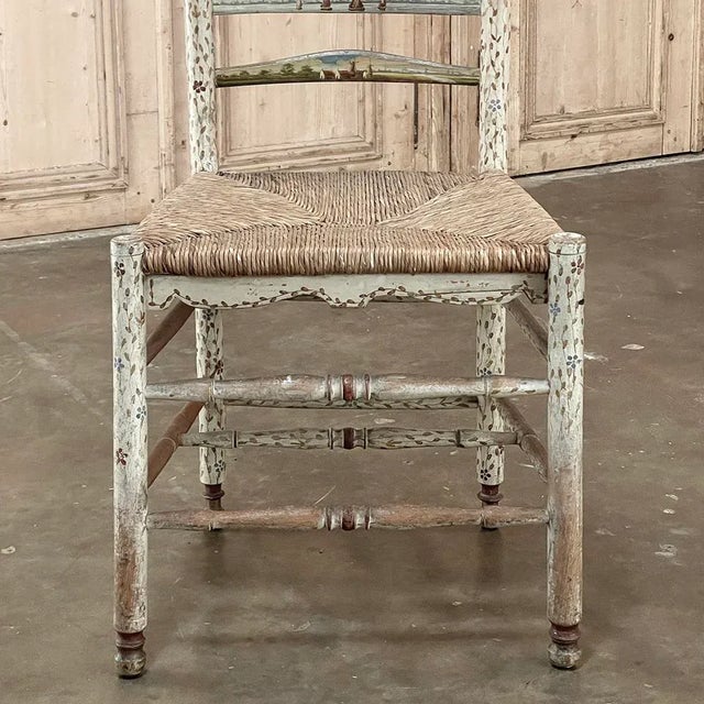 Antique Rustic Dutch Painted Rush Seat Chair Chairish