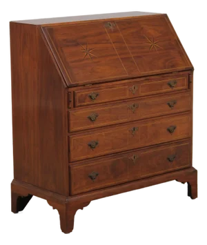 Antique Bench Made Inlaid Walnut Slant Front Desk