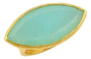 Gurhan Pandora 24k Gold Marquise Aqua Chalcedony Ring - Size 6