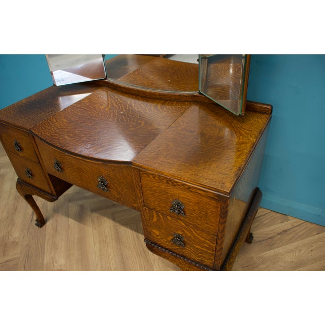 Art Deco Dressing Table in Oak, 1930s For Sale - Image 6 of 9