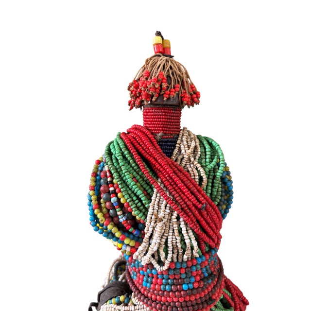 Vintage African Beaded Namji Fertility Doll Cameroon 11" H W/Stand For Sale - Image 9 of 9