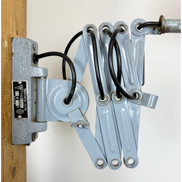 Industrial Grey Scissor Wall Lamp from Elektroinstala, 1960s For Sale - Image 12 of 18