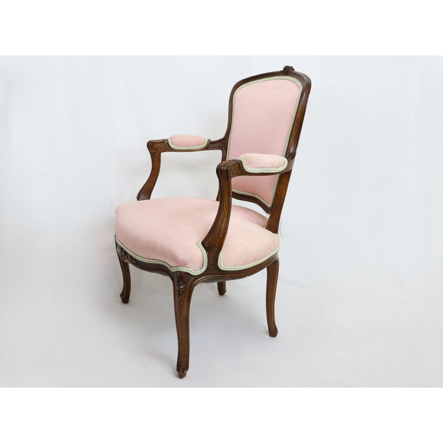 Pink Antique French Provincial Open Arm Bergere For Sale - Image 8 of 12