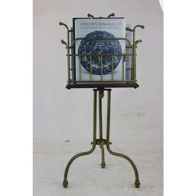 Late 19th Century 19th Century Edwardian Brass Walnut Canterbury Magazine Holder with Provenance For Sale - Image 5 of 8