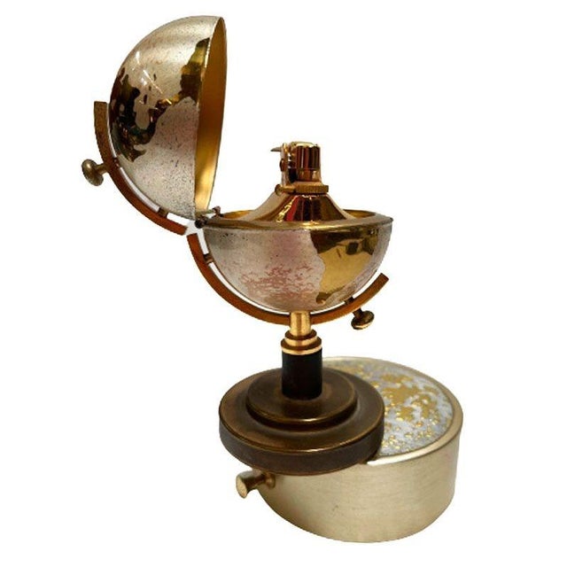 1960s Mid-Century Brass Spinning Music Box Globe Desktop Table Lighter by Windmill For Sale In Los Angeles - Image 6 of 9