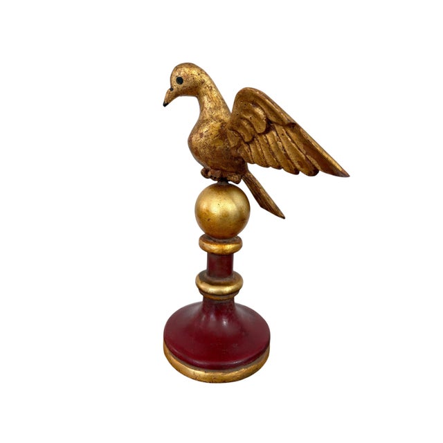European Carved Wood Bird Sculpture on Finial 9.5" H For Sale - Image 4 of 9