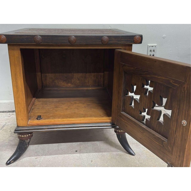Rustic Jorge Kurczyn, Rustic Side Table With Cow Horn Legs For Sale - Image 3 of 8
