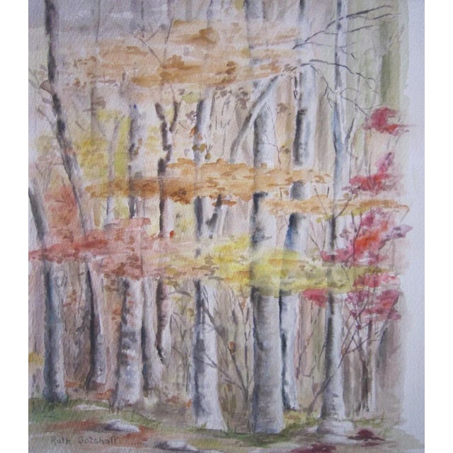 1960s Vintage Fall Watercolor Painting. Signed Gotshall For Sale - Image 5 of 6