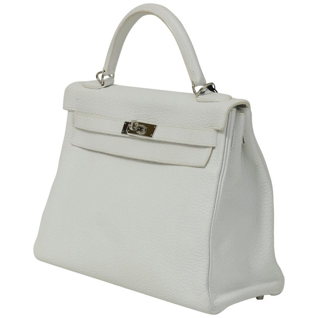Hermès Hermès Kelly 32 Blanc Togo Palladium Hardware 2018 For Sale - Image 4 of 8