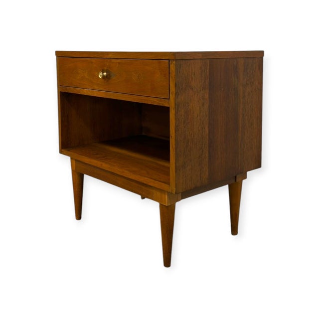 Mid-Century Modern Vintage Mid-Century Modern Walnut Nightstand Dovetailed Drawers. For Sale - Image 3 of 8