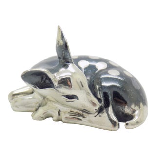 Vintage Italian Handmade Genuine Sterling Silver 925 Saturno Brand Deer Figurine For Sale