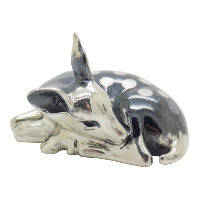 Vintage Italian Handmade Genuine Sterling Silver 925 Saturno Brand Deer Figurine For Sale