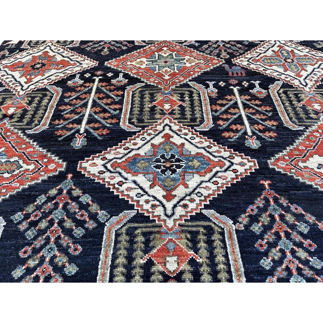 Brick Red Tribal Qashqai Hand-Knotted Wool Area Carpet - 8'4" X 9'10" For Sale - Image 8 of 8