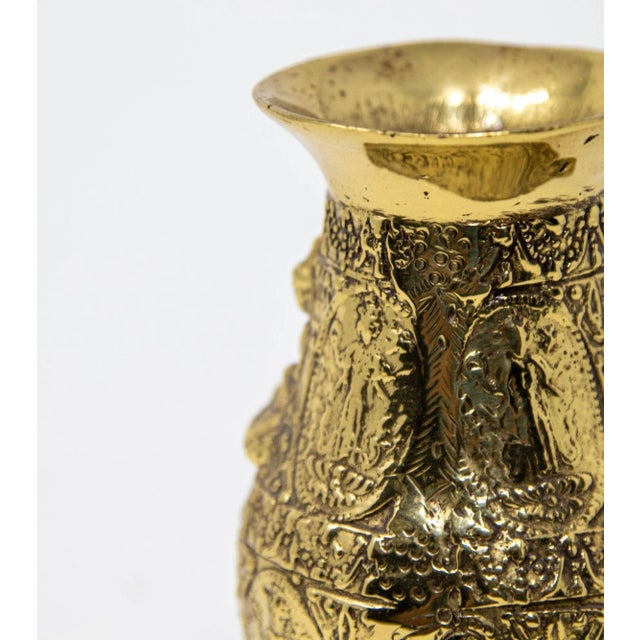 Metal Antique Asian Polished Gold Brass Ashta Lakshmi Hindu Pot India For Sale - Image 7 of 12