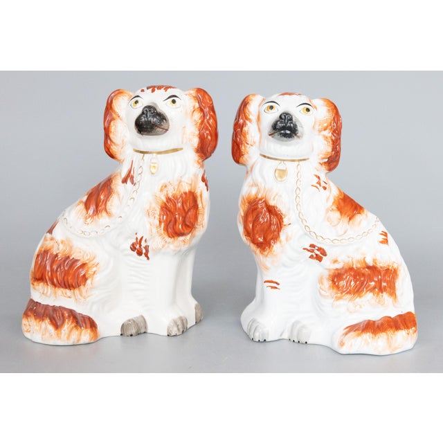 Antique 19th Century English Staffordshire Russet Spaniel Dogs - A Pair For Sale - Image 9 of 9