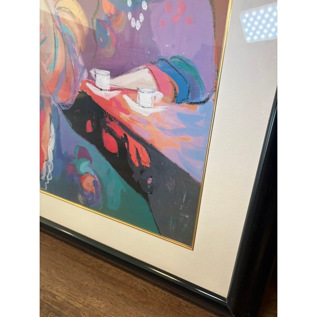 Vintage Framed Isaac Maimon Corner Cafe Figurative Lithograph Art For Sale - Image 10 of 16