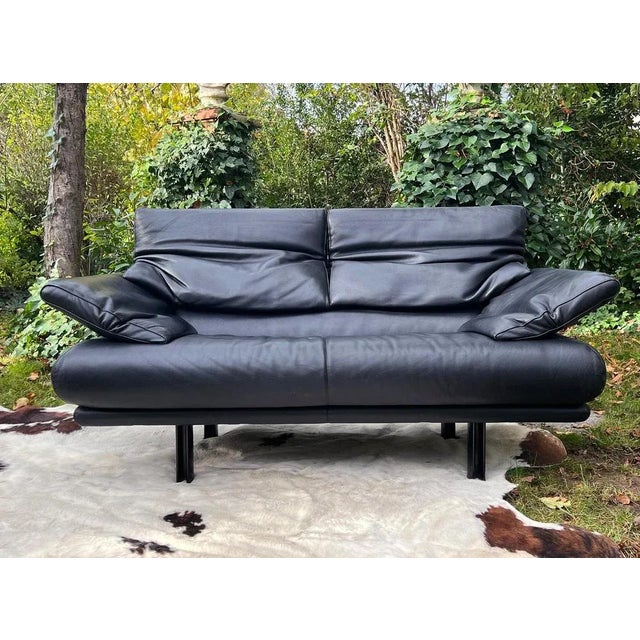 1980s Vintage Black Leather Convertible Sofa Paolo Piva for B&B Italia, 1980s For Sale - Image 5 of 13