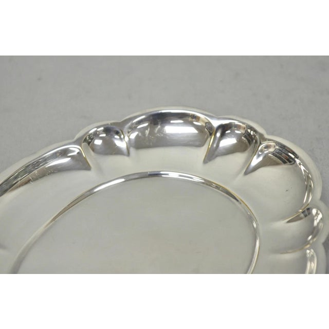 Vintage Gorham Yc 644 Engraved Silver Plated Small Scalloped Serving Dish For Sale In Philadelphia - Image 6 of 13