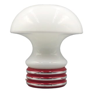 Space Age Mushroom Table Lamp in Opal Glass with Chrome Details, Italy, 1970s For Sale