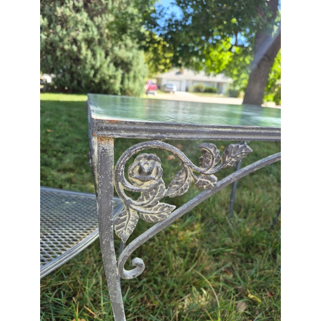 Russell Woodard Vintage Wrought Iron Patio Set Attributed to Woodard Furniture's Orleans Collection For Sale - Image 4 of 13