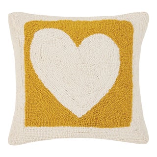 Cut Out Heart Hook Pillow, 14" x 14" For Sale