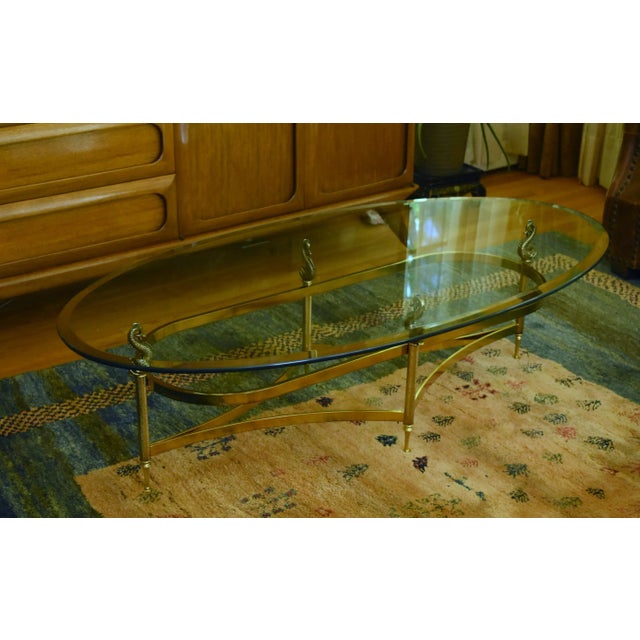 DIA - Design Institute America 1990s Design Institute America - Vintage Glass and Brass Dolphin Motif Coffee Table For Sale - Image 4 of 13