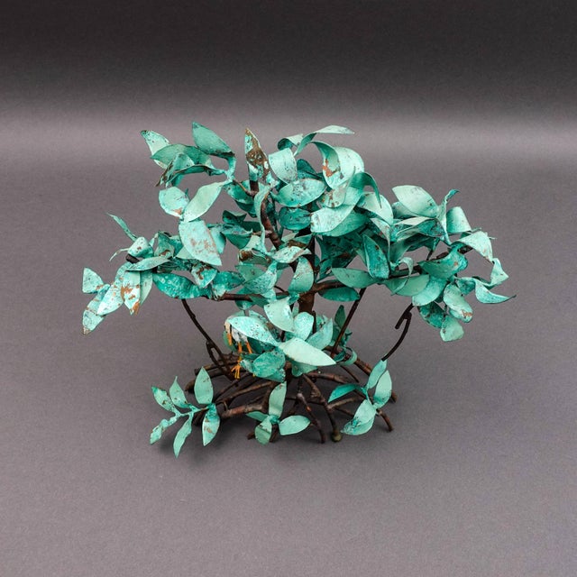 Metal Mid 20th Century Jim Lewk Signed Florida Mangrove Heron Bird Verdigris Patina Copper Sculpture For Sale - Image 7 of 9