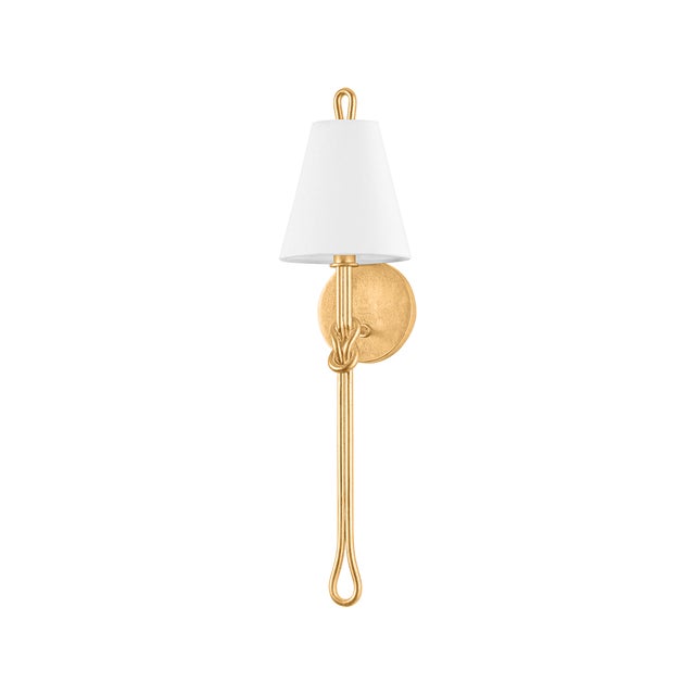Gold Hudson Valley Lighting Alburgh 6.75 in. 1 Light Wall Sconce in Vintage Gold Leaf Finish For Sale - Image 8 of 8
