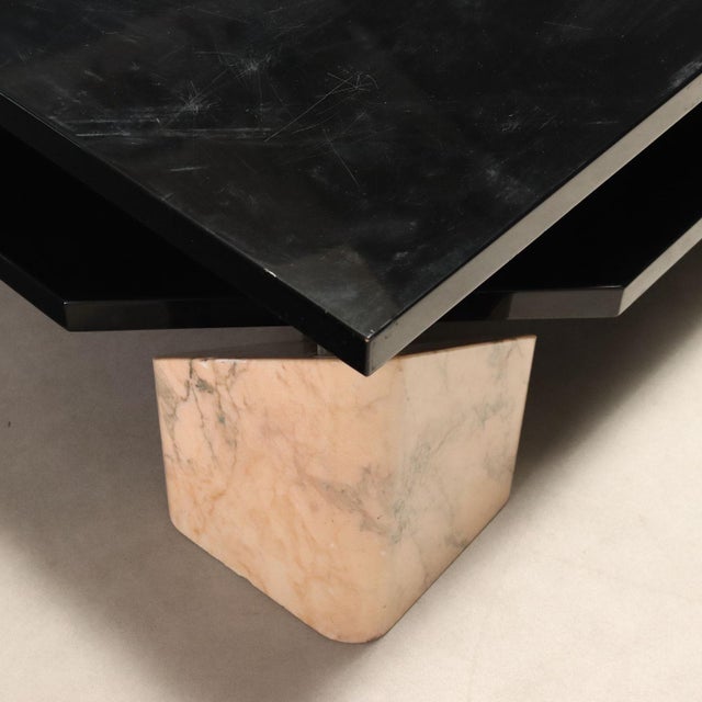 Vintage Coffee Table in Pink Marble and Lacquered Wood, 1970s For Sale - Image 10 of 13