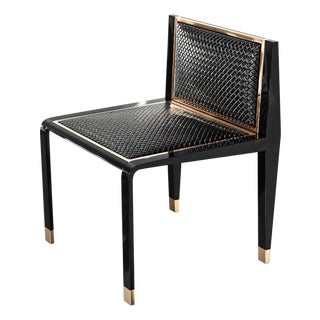 "Costiera" Chair With Bronze Details and Tailor Made Woven Leather For Sale