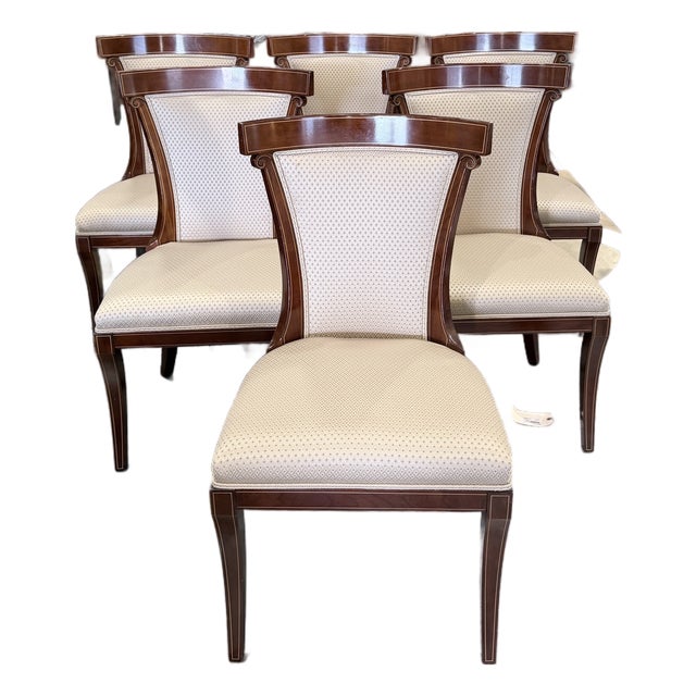 Late 20th Century Set of 6 John Widdicomb Neoclassical Klismos Mahogany Dining Chairs For Sale