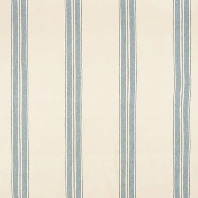 Schumacher X Mark D. Sikes Brentwood Stripe in China Blue Fabric For Sale