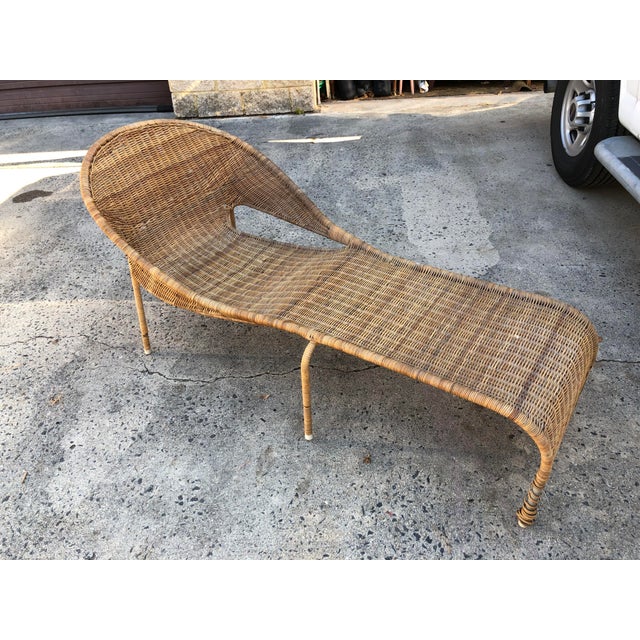 Vintage Curved Wicker Lounger Chairish