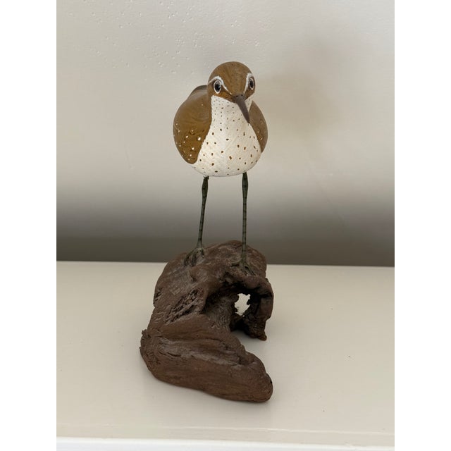 Vintage Hand Carved Sandpiper Shorebird Gus Mirando Nantucket Artist For Sale - Image 13 of 14