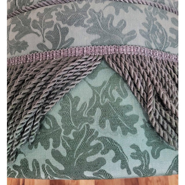 Vintage Upholstered American Modern Round Tufted Bench Poof Ottoman For Sale - Image 11 of 12