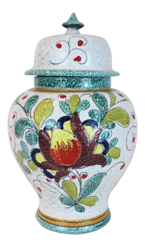 1950's Hand Painted Italian Floral Ginger Jar