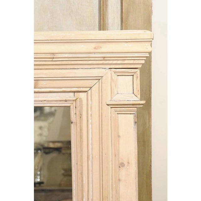 Large French 19th Century Neutral Trumeau Wall Mirror With Natural Wood Finish For Sale - Image 4 of 9