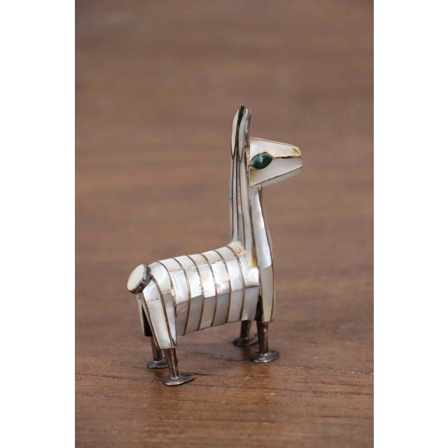 Metal 1950s Llama Figurine Sterling Silver and Mother of Pearl For Sale - Image 7 of 12