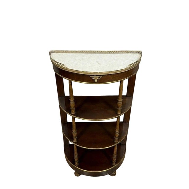 Parisian Louis XVI Style Half-Moon Shaped Mahogany Console Shelf For Sale - Image 4 of 5
