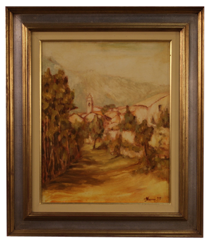 Italian Artist, Country View, 1977, Oil on Canvas, Framed