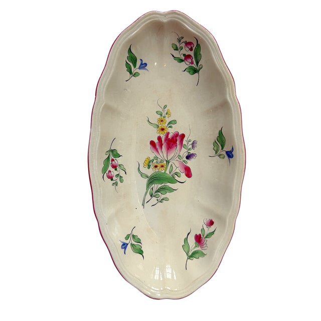 Bright Pink Antique French Faience "Old Strasbourg" Luneville Dinnerware - Set of 7 For Sale - Image 8 of 13